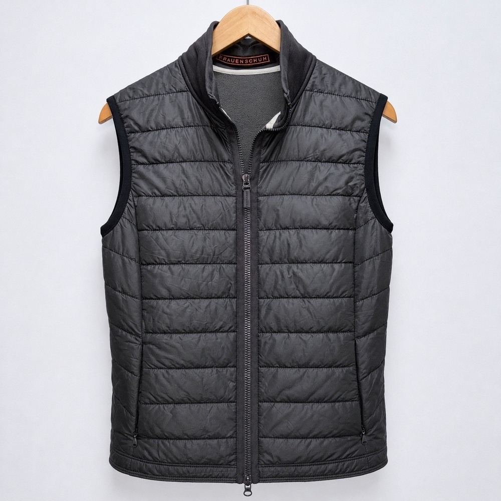 Frauenschuh Quilted Puffer Vest Gray Full Zip Stretch Wool Blend Size 2 Austria